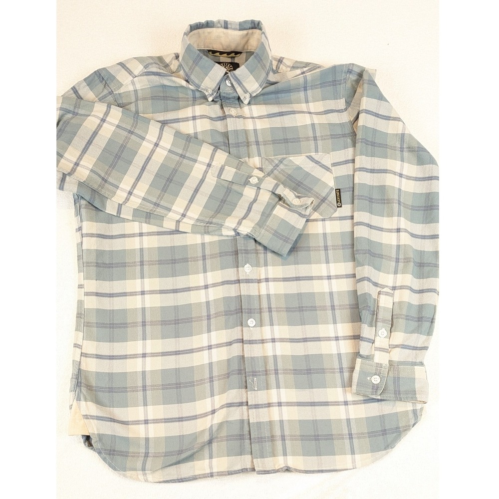 Levitate Mens Plaid‎ Long Sleeve Button Down Shirt Organic Cotton Size M